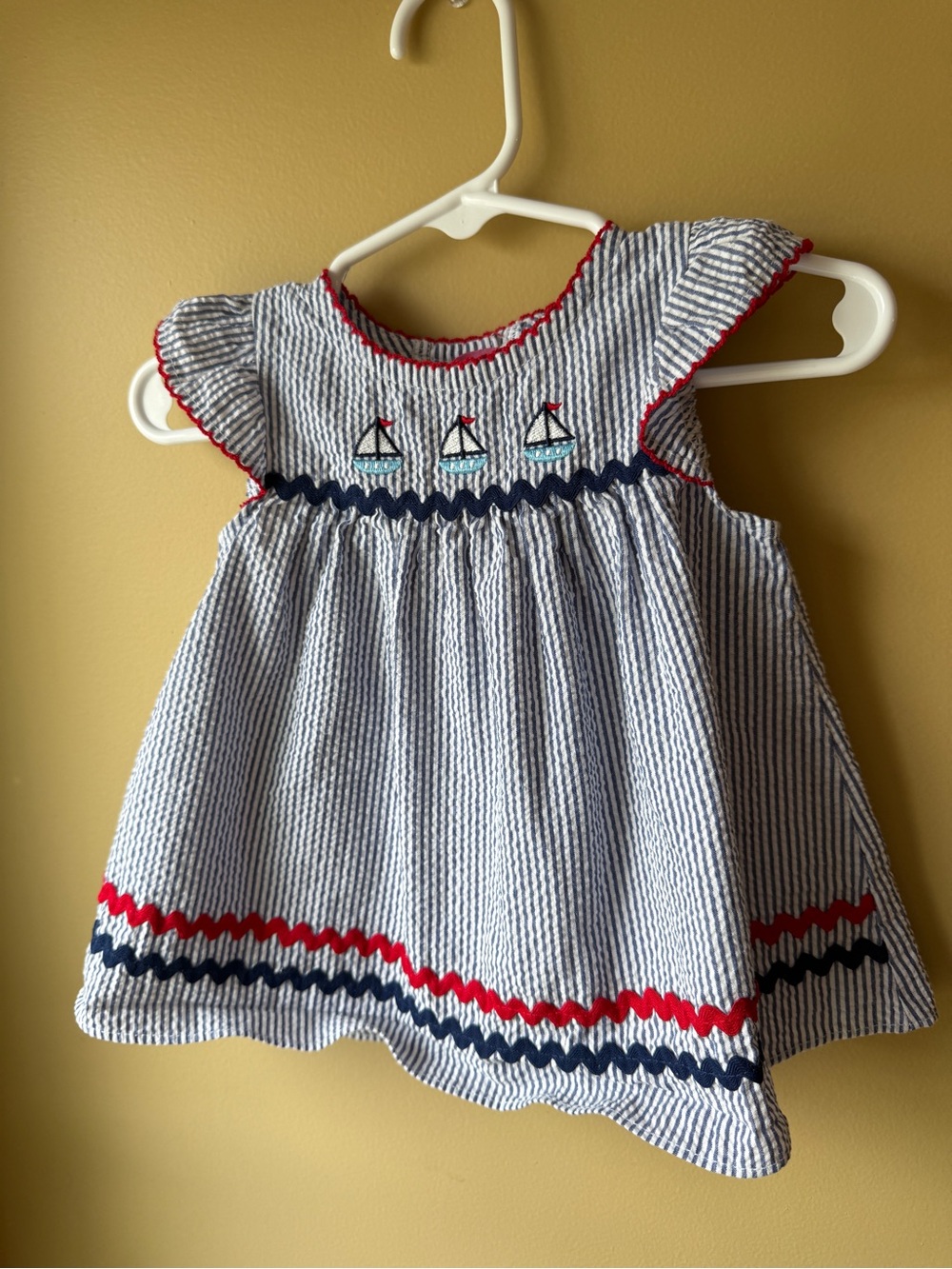 Goodlad Sailboat Seersucker Dress | 9 Months | Patriotic Nautical Dress
